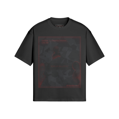 Dead Air Collective Archive Entry Drop: Phantom Disruptive Tee— black paranormal streetwear, front view